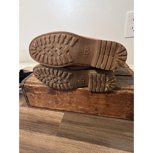 UGG Keppler Chestnut Brown Suede Moto Boots Sheep Wool Lined Heeled Sz 10 Boho - Picture 13 of 14